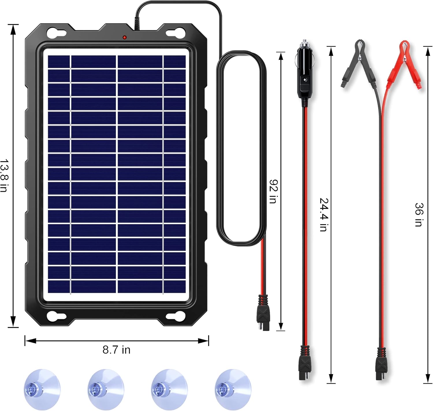 POWOXI Upgraded 7.5W-Solar-Battery-Trickle-Charger-Maintainer-12V Portable Waterproof Solar Panel Trickle Charging Kit for Car, Automotive, Motorcycle, Boat, Marine, RV,Trailer, Snowmobile, etc. - Image 8